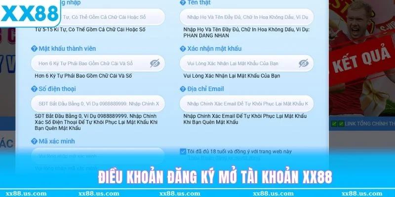 Điều khoản cá cược XX88 yêu cầu về quy định mở tài khoản tại trang chủ